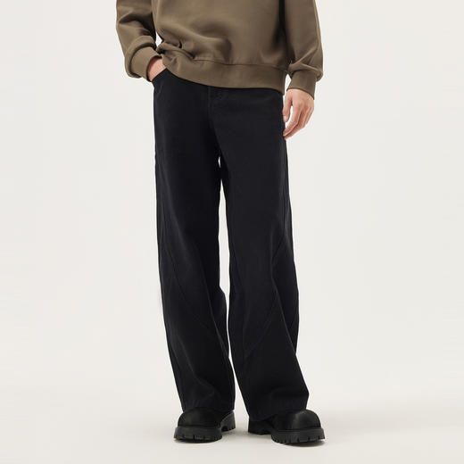 gxg.jeans男装 黑色简约潮流宽松直筒牛仔长裤休闲裤男 25秋热卖 商品图1