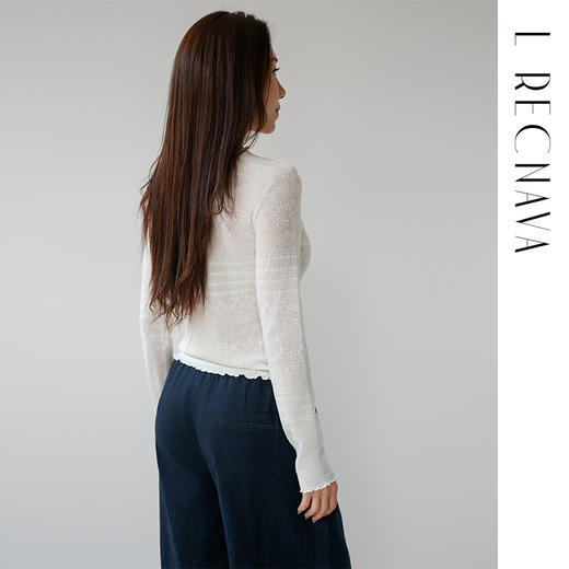 L RECNAVA 蕾丝花边长袖上衣 波浪花边领 软糯弹力蕾丝 内搭单穿都好看 商品图4