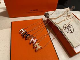 D072437时尚单品珐琅弧形H项链玫瑰金可调节链子