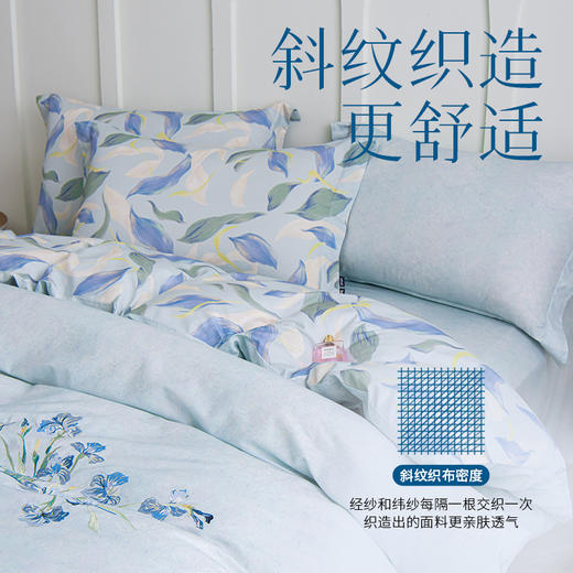 多喜爱新疆棉刺绣斜纹四件套静谧雅舍系列（春蓝轻语/星葵晨曦/绿意漫步/青鸢绘梦/露夕） 商品图7