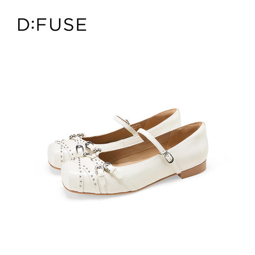 Dfuse迪芙斯2025秋季新款平底芭蕾鞋一字方头玛丽珍鞋朋克风单鞋女DFD3111031 商品图7