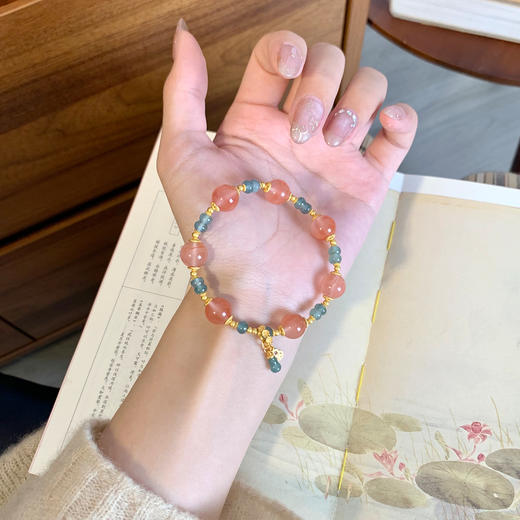 沁棠 蓝水翡翠冰飘南红手串 商品图5