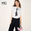 mc2白色翻领无袖衬衣女装夏季新款下摆抽皱时尚洋气设计感赠丝巾 商品缩略图1