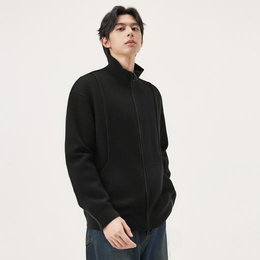 gxg.jeans男装 多色分割设计翻领开襟拉链毛衣线衫外套男25秋热卖 商品图3