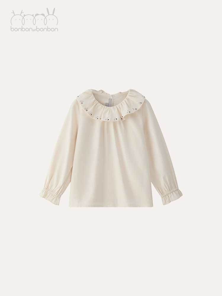 荷叶边手工绣花上衣