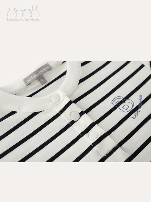 刺绣logo条纹长袖polo衫 商品图2