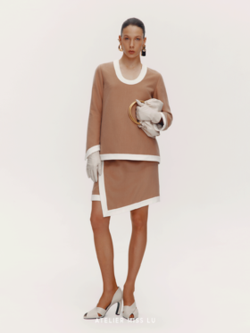 【胡桃信使】老钱风撞色设计不规则绵羊毛混纺半裙