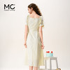 mc2女装V领腰部褶皱净色连衣裙夏季新款流行时尚中长款裙子好看 商品缩略图3