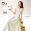 mc2女装V领腰部褶皱净色连衣裙夏季新款流行时尚中长款裙子好看 商品缩略图1