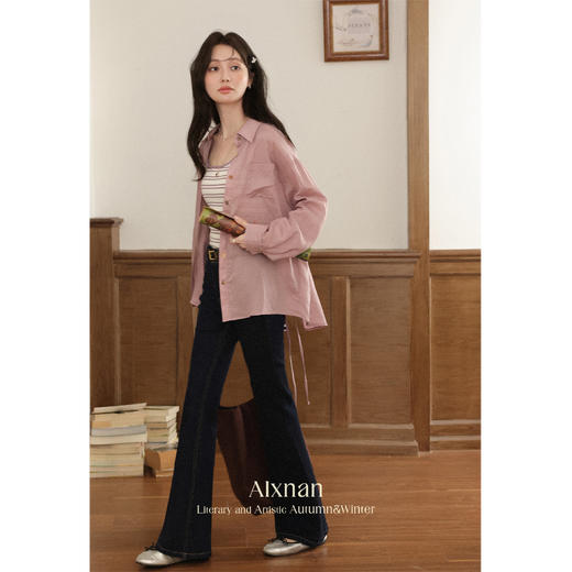 鹿向南「如风有信」法式紫色长袖衬衫女早秋高级宽松气质薄款衬衣 商品图1