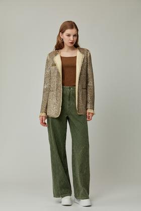 SAFICOO 优雅女人 叠绣工艺 直筒版无领设计外套