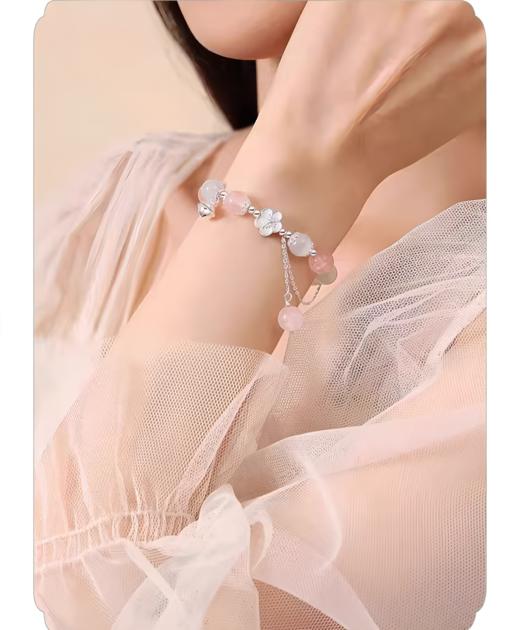 银925桃花粉晶手链 商品图4