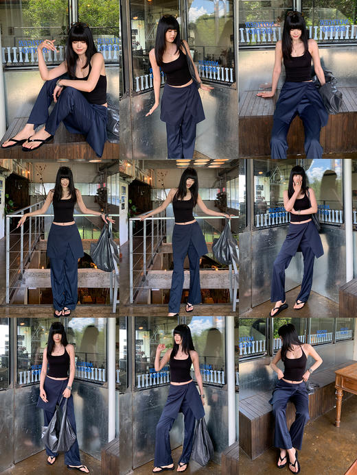 HIDEMI 极简圆领设计感西装马甲裙裤三件式多穿套装 商品图2