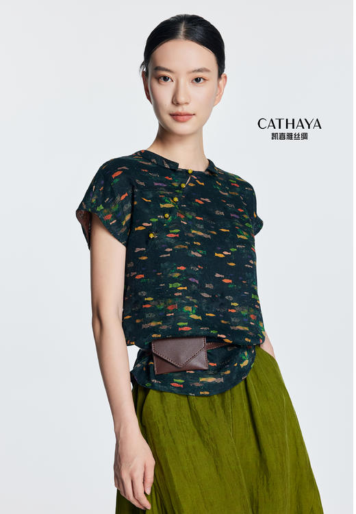 凯喜雅 中式短袖上衣 100%桑蚕丝 商品图3