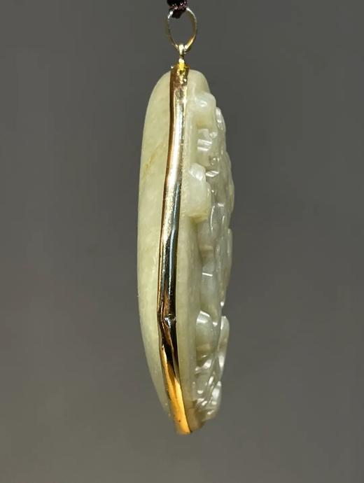 随形白玉雕龙纹镶金边吊坠，顺丰包邮 商品图8