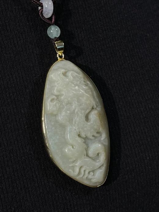 随形白玉雕龙纹镶金边吊坠，顺丰包邮 商品图13
