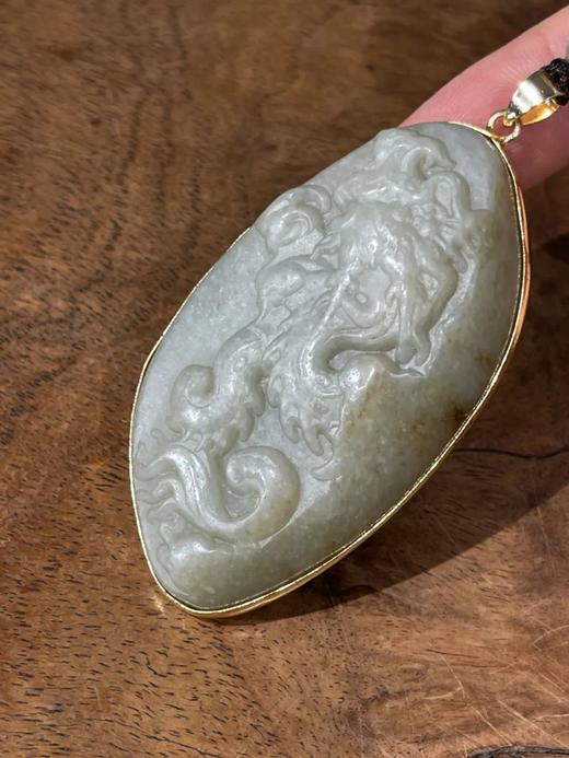 随形白玉雕龙纹镶金边吊坠，顺丰包邮 商品图6