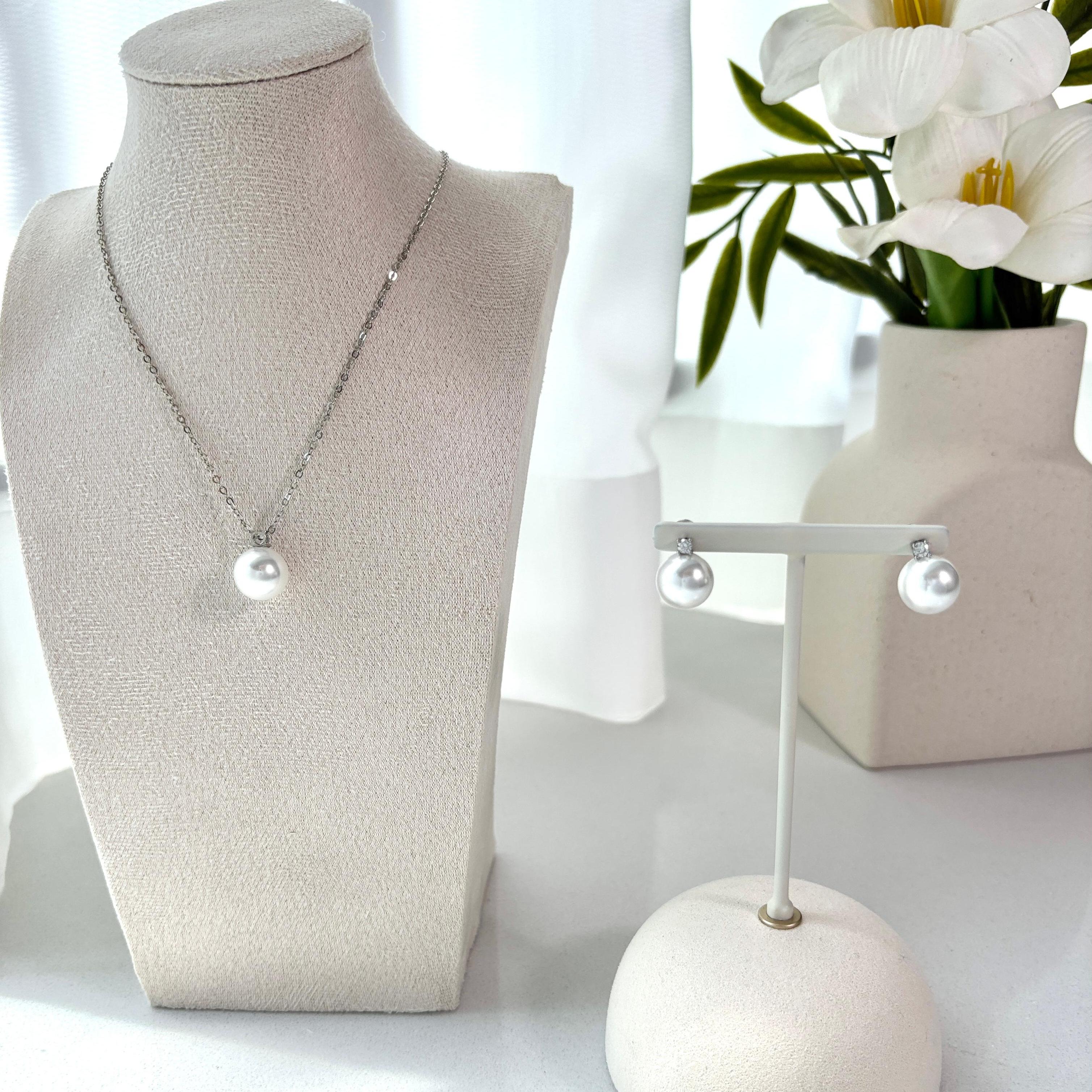 【CILK戴妃款耳钉项链三件套】珍珠温润有光泽 自带贵气感 简约百搭