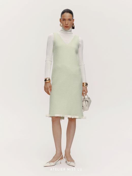 【大溪地花园】书页蝴蝶结拼接绵羊毛长款无袖连衣裙 商品图2