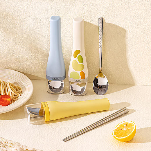 摩登主妇筷子勺子套装一人用学生不锈钢便携餐具收纳盒个人专用盒 商品图0