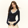 Ariseism 美式复古设计感假两件长袖T恤女秋季新款辣妹修身上衣 商品缩略图0
