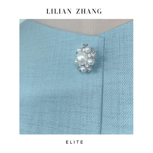 E“定制”——静奢风———“婉约雅韵”——天空蓝七分袖几何鱼尾裙 2501069 商品图1