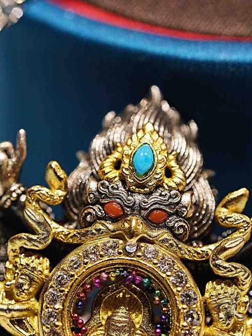 S925纯银镀金精工大鹏鸟吊坠大鹏金翅鸟随身复古做旧吊坠 商品图6