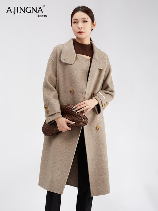 【商城同款】阿菁娜保暖设计感立领桑蚕丝绵羊毛大衣F30D211051 商品图2