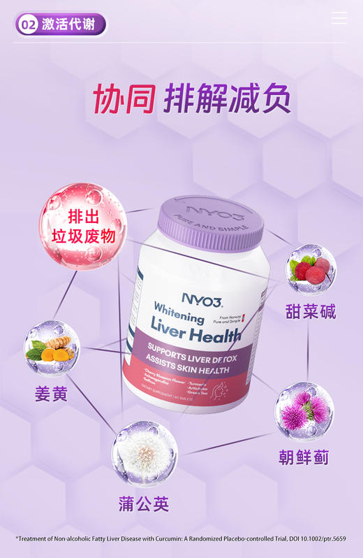 NYO3诺威佳官方旗舰店女性护肝片养肝片靓颜片熬夜去黄提亮舒压解郁养肝脏奶蓟草60粒 商品图1