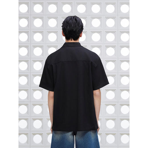 GXG男装 黑色肌理短袖衬衫通勤男士简约衬衣薄上装 2025夏季新品 商品图3
