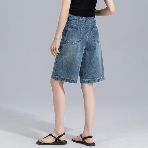 「高货xg」全新升级【铂金会员183/天猫239/差价56】(03048)洛诗琳宽松阔腿牛仔短裤2025夏季薄款高腰显瘦阔腿五分裤 商品图3
