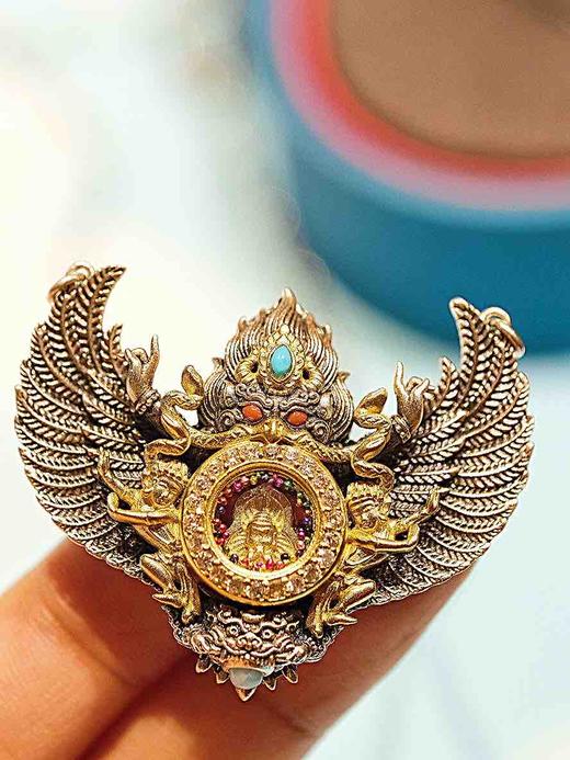 S925纯银镀金精工大鹏鸟吊坠大鹏金翅鸟随身复古做旧吊坠 商品图3