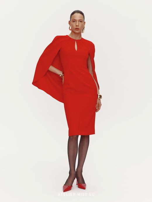 【德尔斐神谕】斗篷拼接设计修身连衣裙 商品图1