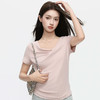 韩系不规则荡领露肩短袖T恤1689 显瘦气质上衣 夏季百搭 商品缩略图3