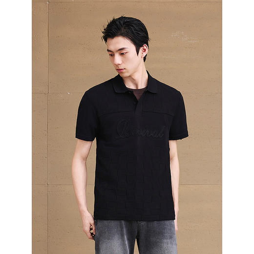 GXG男装 肌理棋盘格纹理polo衫男士上衣翻领短袖上衣 25夏新品 商品图2