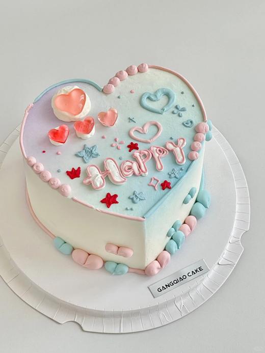 ins简约HAPPY写字爱心形蛋糕-低糖处理无添加 商品图0