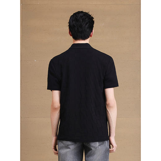 GXG男装 肌理棋盘格纹理polo衫男士上衣翻领短袖上衣 25夏新品 商品图3