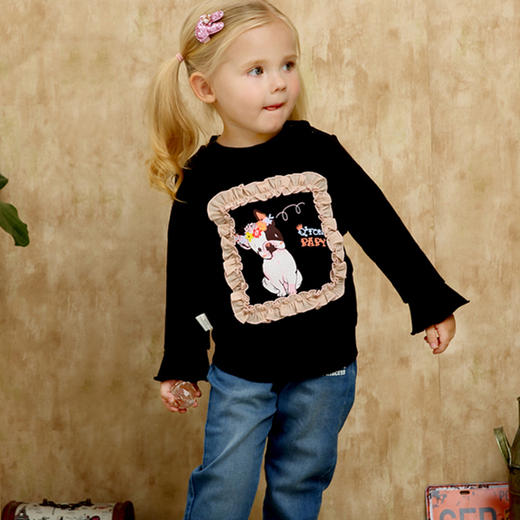 棉果果春秋季女童小毛圈莫代尔花边圆领卫衣  M322180219438 商品图0