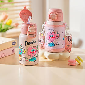 摩登主妇儿童保温杯保冷学生上学专用水杯外出携带杯子女生吸管杯
