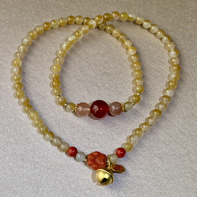 和田玉（半糖）6mm玉珠（圆珠）手绕