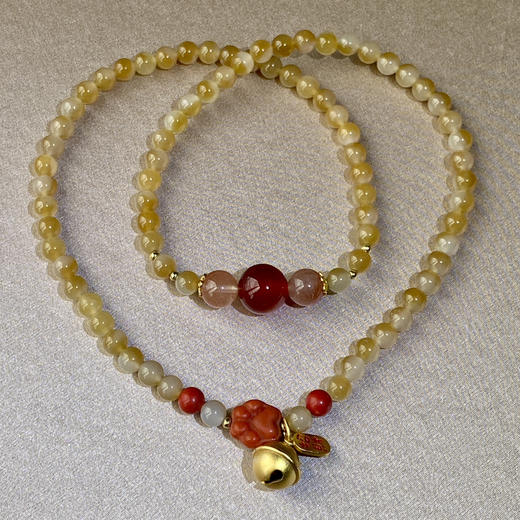 和田玉（半糖）6mm玉珠（圆珠）手绕 商品图0