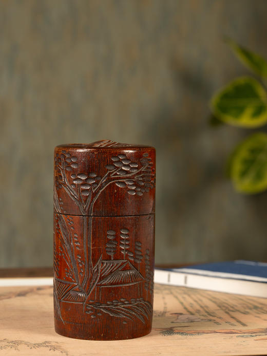 清	竹雕山水纹茶仓 商品图0