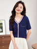 【专属特价】熙世界夏款优雅针织衫女知性优雅舒适针织短袖衫 商品缩略图1