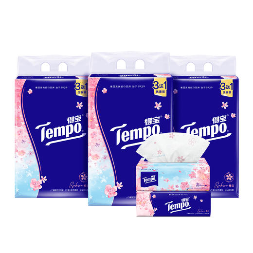 『得宝Tempo』软抽纸樱花香味4层90抽12包抽纸餐巾纸（新旧包装随机发货） 商品图7