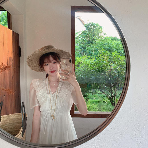 金蘑菇菇【白色海岸】长短款~轻盈荷叶领法式连衣裙 商品图10