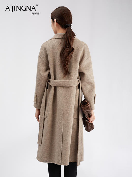 【商城同款】阿菁娜保暖设计感立领桑蚕丝绵羊毛大衣F30D211051 商品图3