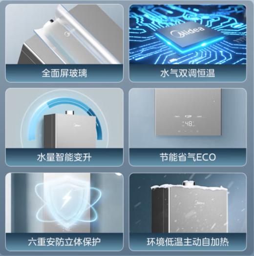 美的（Midea）家用热水器 燃气热水器 智感恒温 全面玻璃屏 水汽双调恒温热水器JSQ30-XP6* 商品图2