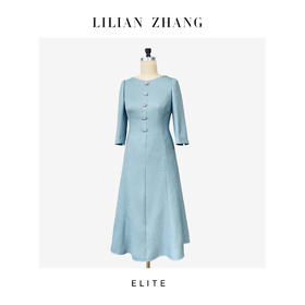 E“定制”——静奢风———“婉约雅韵”——天空蓝七分袖几何鱼尾裙 2501069