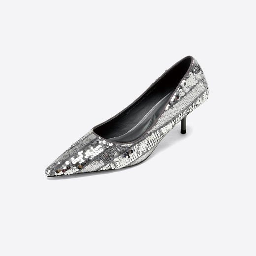 Westory2025年秋季鎏光珠片尖头中跟单鞋宴会鞋通勤浅口鞋W25CE76221 商品图2