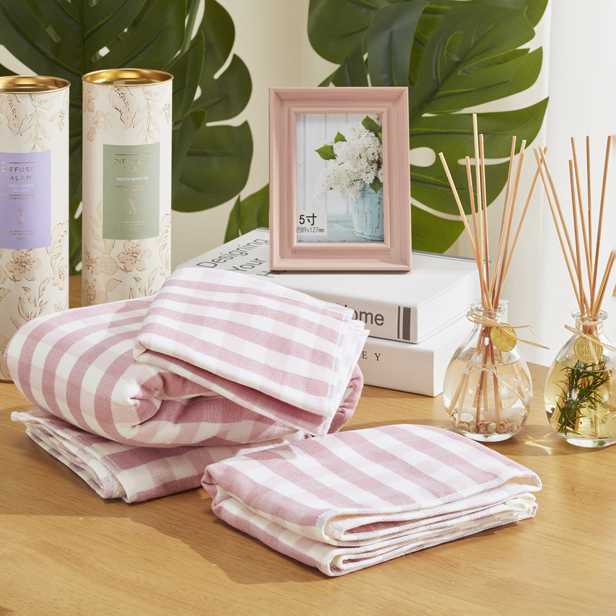 洛克毛巾系列 纱布纯棉方巾/面巾/浴巾  浅灰色/米色/粉色